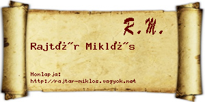 Rajtár Miklós névjegykártya