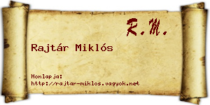 Rajtár Miklós névjegykártya